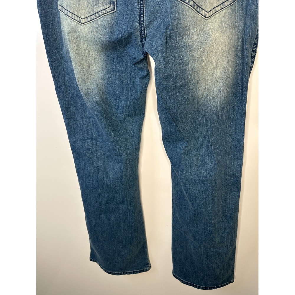 FLAMINGALS Cross Embroidery Ripped Double Button Mid Rise Bootcut Jeans 2XL - Picture 14 of 15